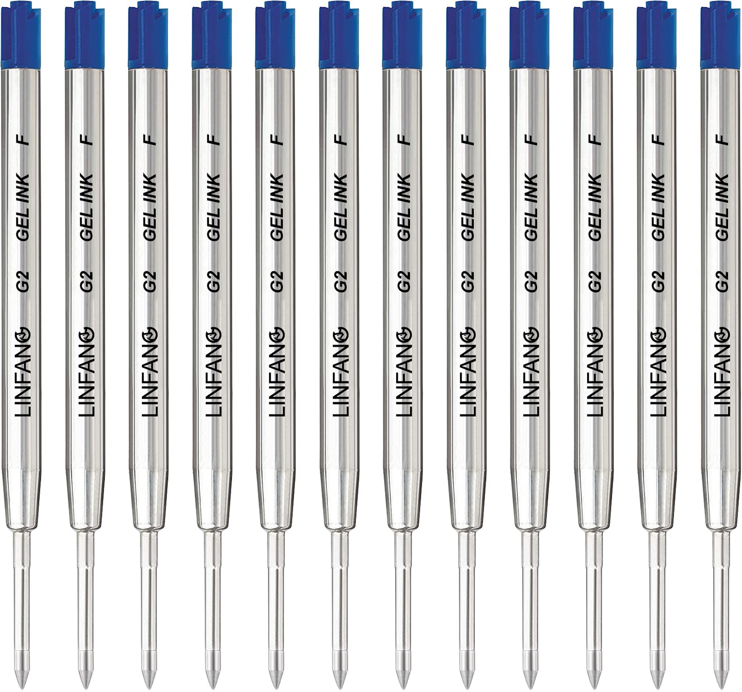 Blue Gel Ink Pen Refills Ballpoint Blue, 12 Pack Gel Pens Refills Fine Point 0.5Mm Tip Smooth Writing Pen Refill (12 Blue)