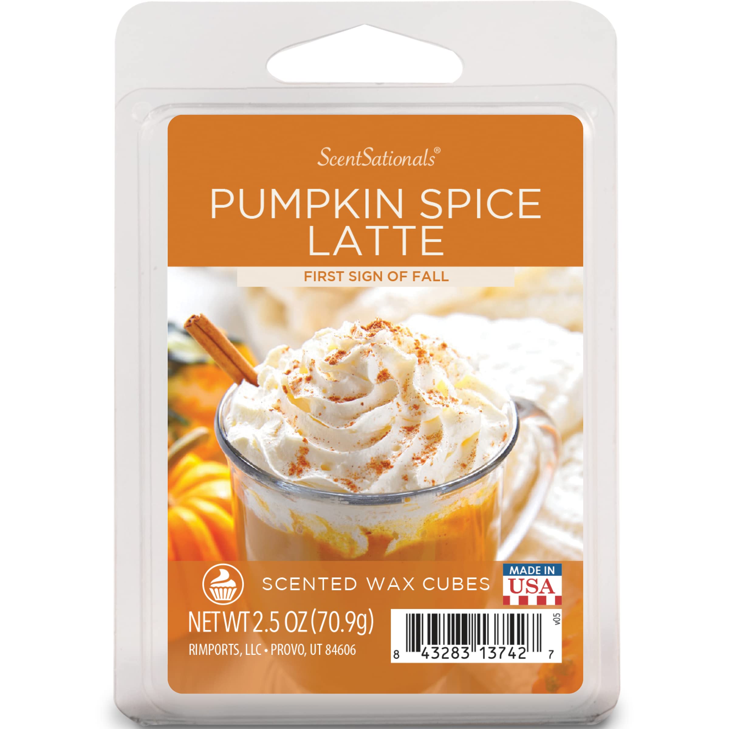 Scentsationals Wax Melts, Wax Cubes Strong Scent - Pumpkin Spice Latte - Long Lasting Scented Wax Melts for Warmer, 2.5 oz (6 Cu