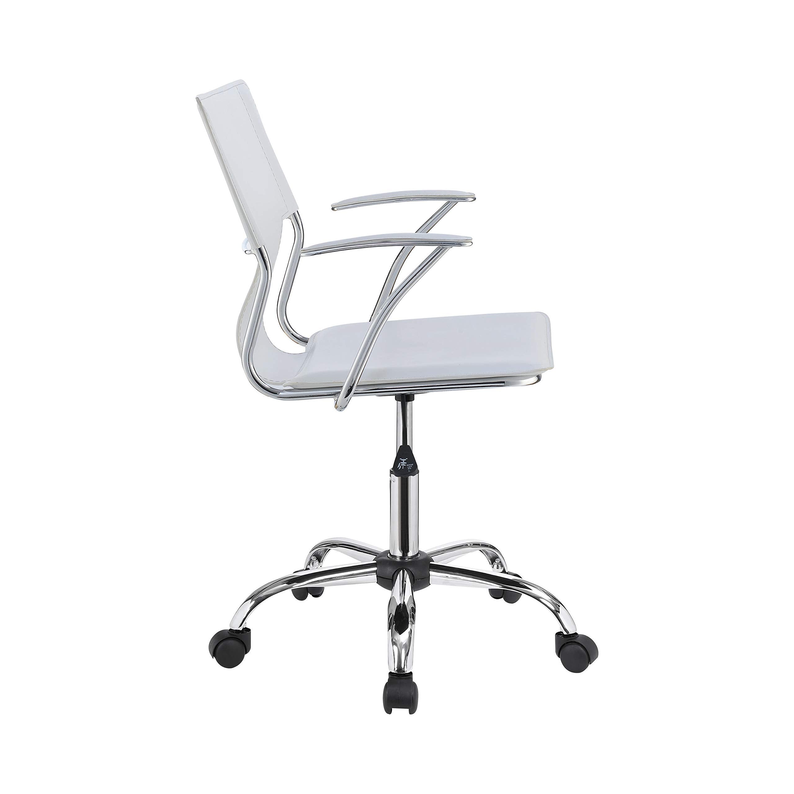 Coaster Furniture Office Chair White Faux Leather Polyurethane Chrome 801363