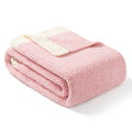 Snuggle Sac Heather Pink Blanket Twin Size, Luxurious Soft Microfiber Blanket Reversible, Warm Cozy Knit Fuzzy Plush Throw Blank