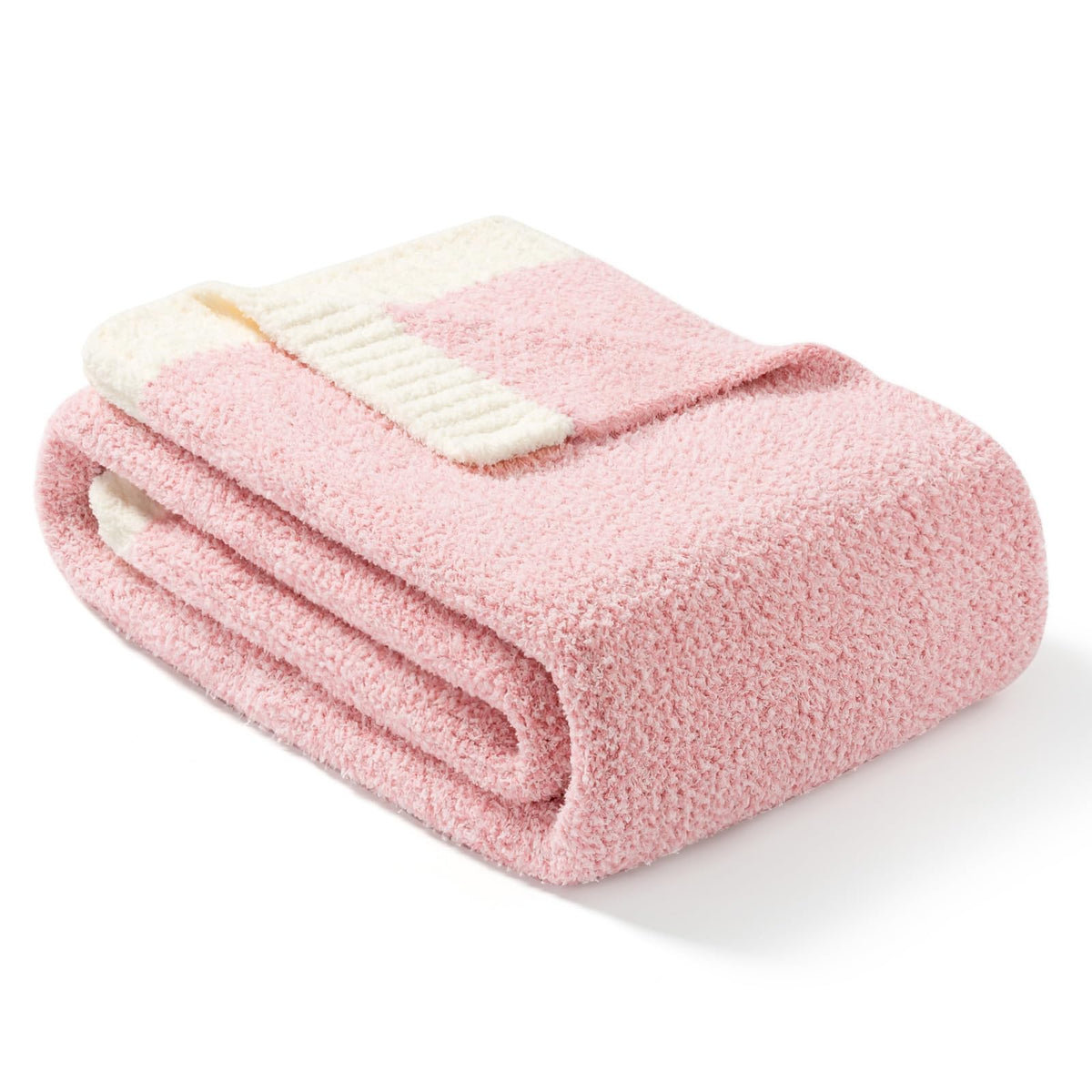 Snuggle Sac Heather Pink Blanket Twin Size, Luxurious Soft Microfiber Blanket Reversible, Warm Cozy Knit Fuzzy Plush Throw Blank