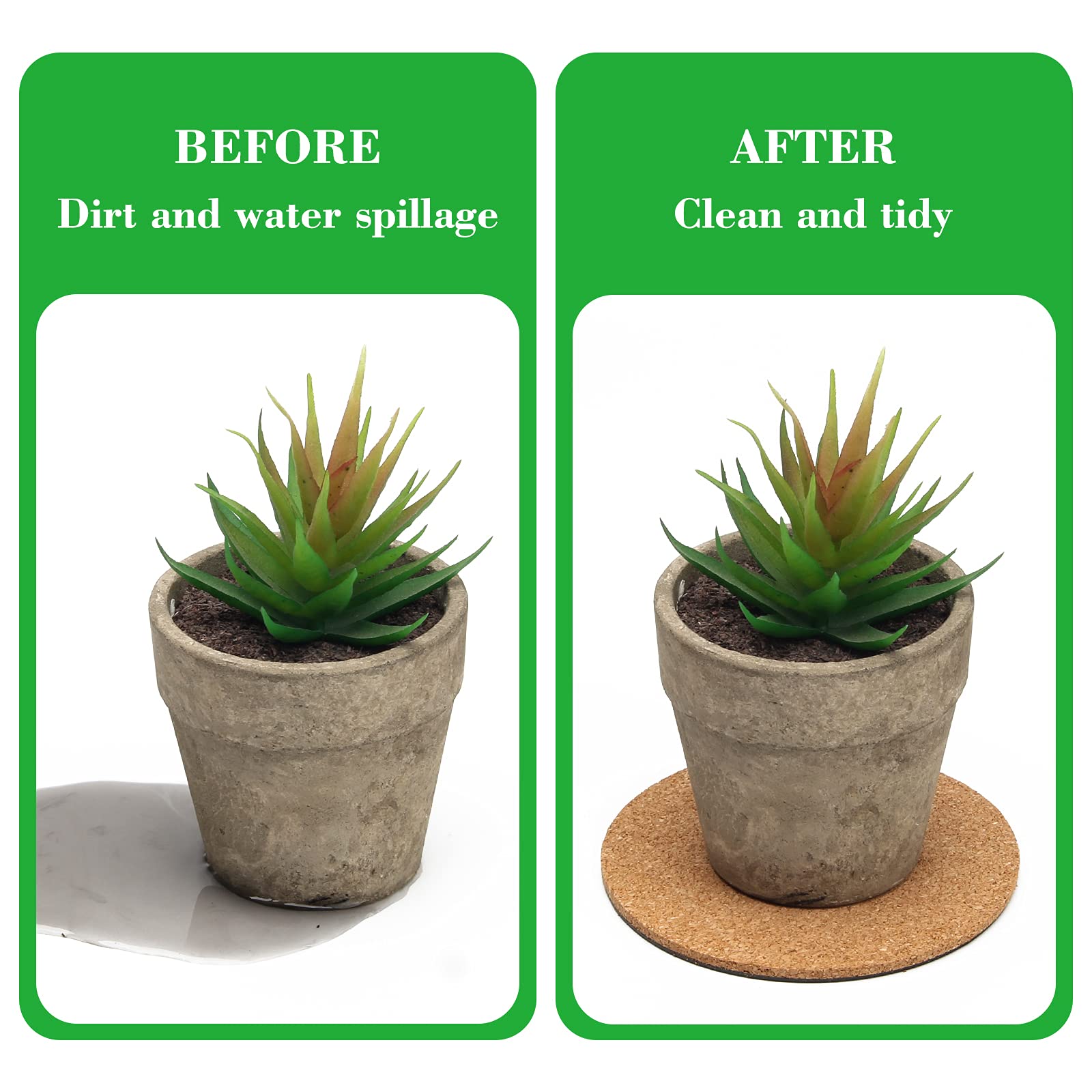 Coitak 6 Pieces Cork Mat For Plants, Round Cork Plant Coasters Mats For Garden, Courtyard, Pot Mat, Indoor Outdoor And Diy Craft