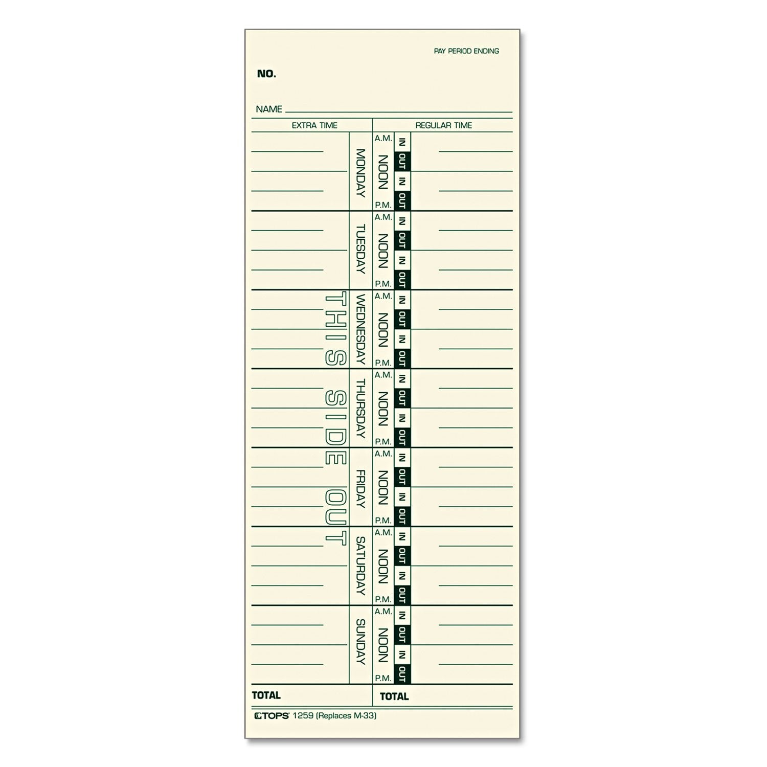 Time Card For Acroprint/Ibm/Lathem/Simplex, Weekly, 3 1/2 X 9, 100/Pack