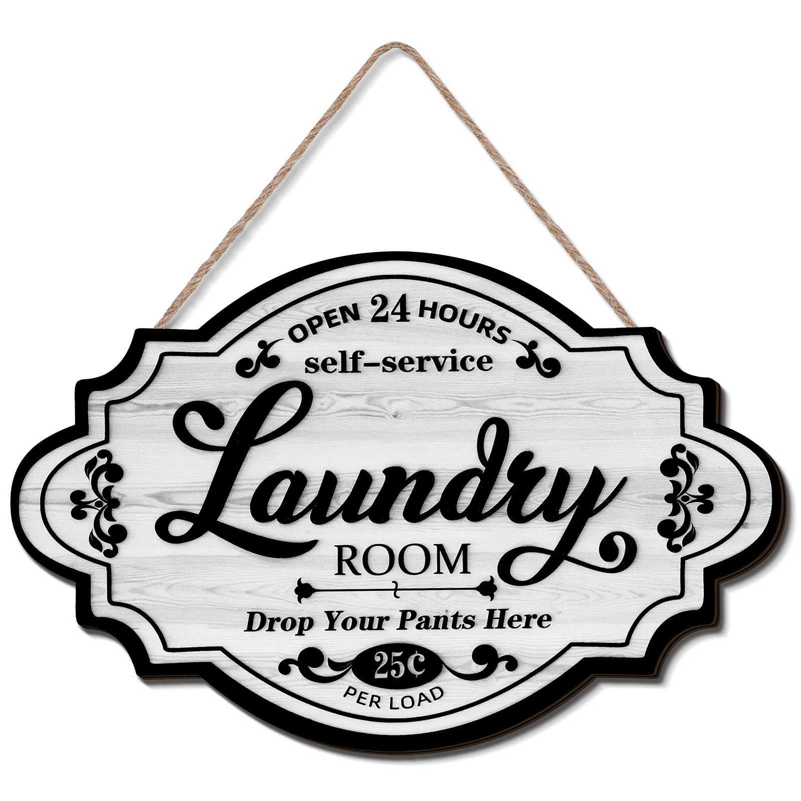 Jetec Vintage Laundry Room Wall Sign Wood Laundry Room Decor Rustic Farmhouse Family Laundry Room Decorative Sign Inspirational 