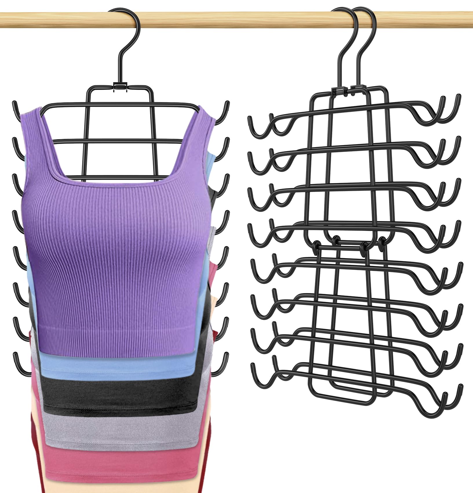 2Pcs Tank Top Hangers Space Saving Hanger Organizer Bra Hangers for Closet Organizer 360 Rotating Metal Closet Organizers and St