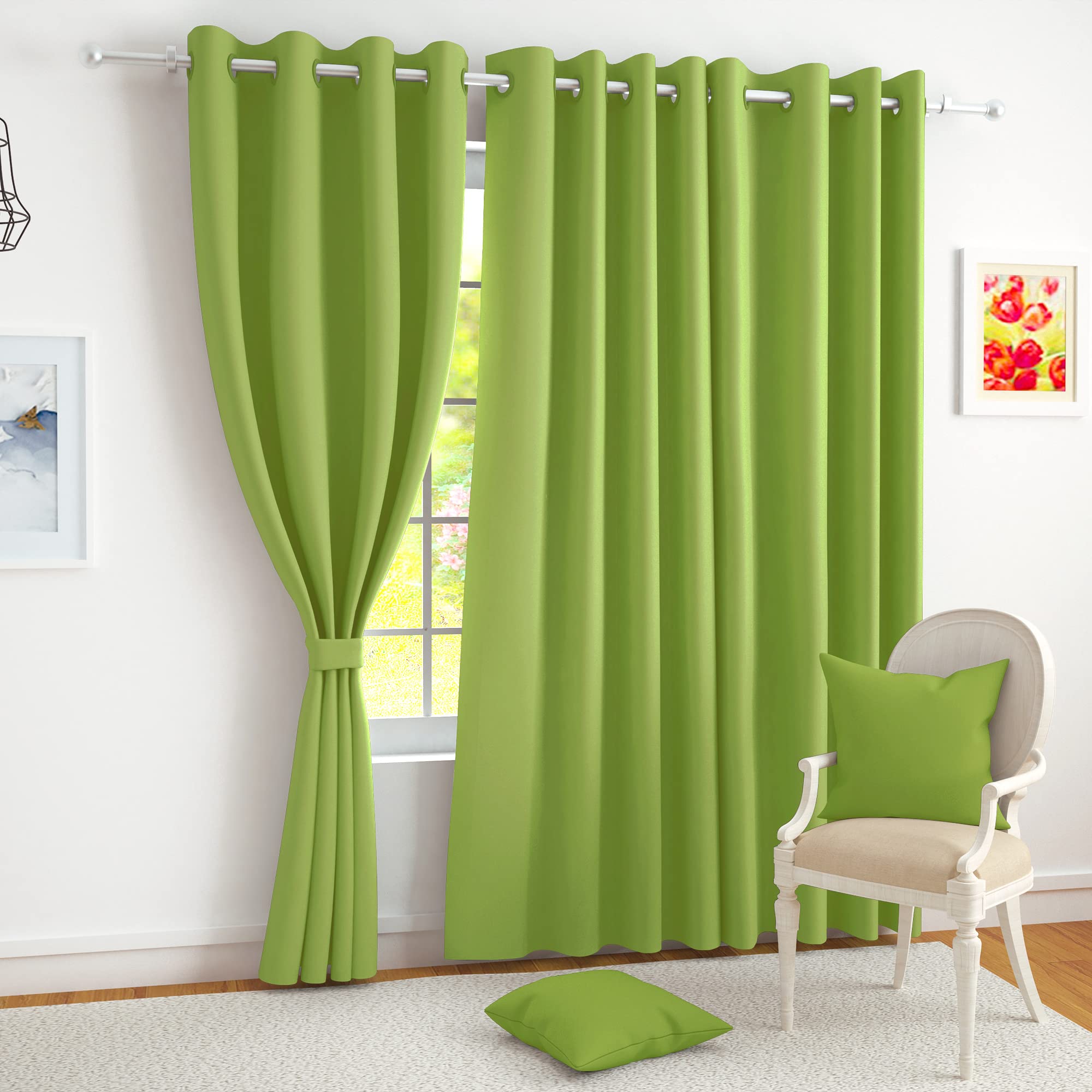 Story@Home 100% True Blackout Door Curtains 7 Feet Long Set Of 1 | Plain Design | Room Darkening Curtain | Thermal Insulated Cur