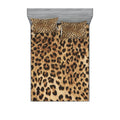 Ambesonne Leopard Print Fitted Sheet & Pillow Sham Set, Skin Pattern of a Wild Savannah Animal Powerful Panther Big Cat, Decorat