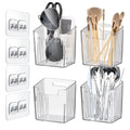 4 Pack Wall Organizers and Storage - Clear Acrylic Cabinet Door Organizer Bins, Adhesive Remote Control Holder, Space-Saving Sta