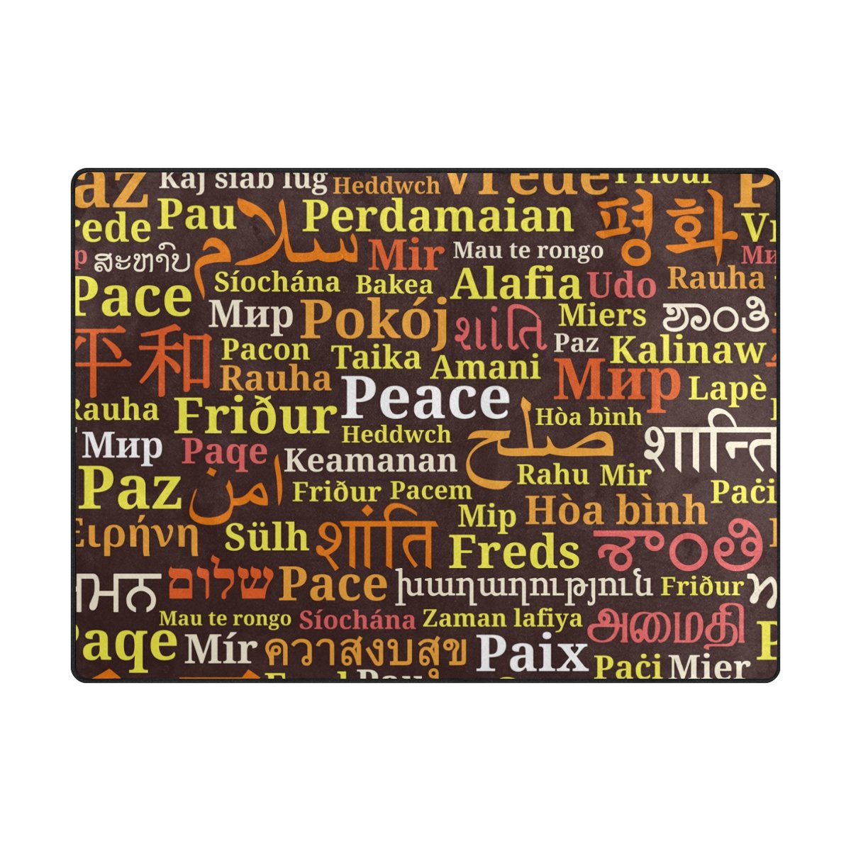 My Little Nest Area Rug Various Peace Lightweight Non-Slip Soft Mat 4'10 X 6'8, Memory Sponge Indoor Outdoor Decor Carpet For Living Dining Room Bedroom Office Kitchen