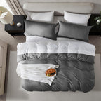 Nestl Grey California King Duvet Cover Sets - Soft Prewashed Cal King Duvet Cover, 3 Piece, With Zipper Closure, 1 Duvet Cover 104X98 Inches And 2 Pillow Shams - No Comforter