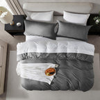 Nestl Grey Duvet Cover Full Size - Soft Prewashed Full Size Duvet Cover Set, 3 Piece, With Zipper Closure, 1 Duvet Cover 80X90 Inches And 2 Pillow Shams - No Comforter