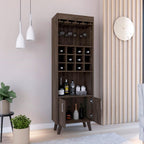 Harvey Bar Double Door Cabinet, 12 Wine Cubbbies, 2 Shelves, Dark Walnut