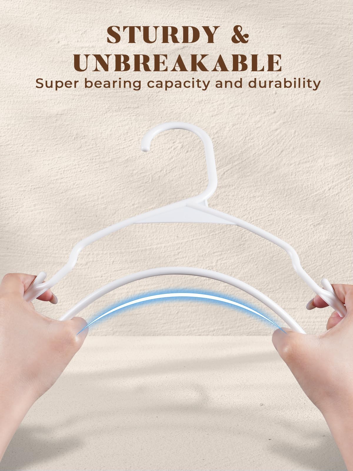 House Day White Plastic Hangers 50 Pack With 20 Pack Hanger Connector Hooks, Premium Slim Clothes Notched Hangers Space Saving,