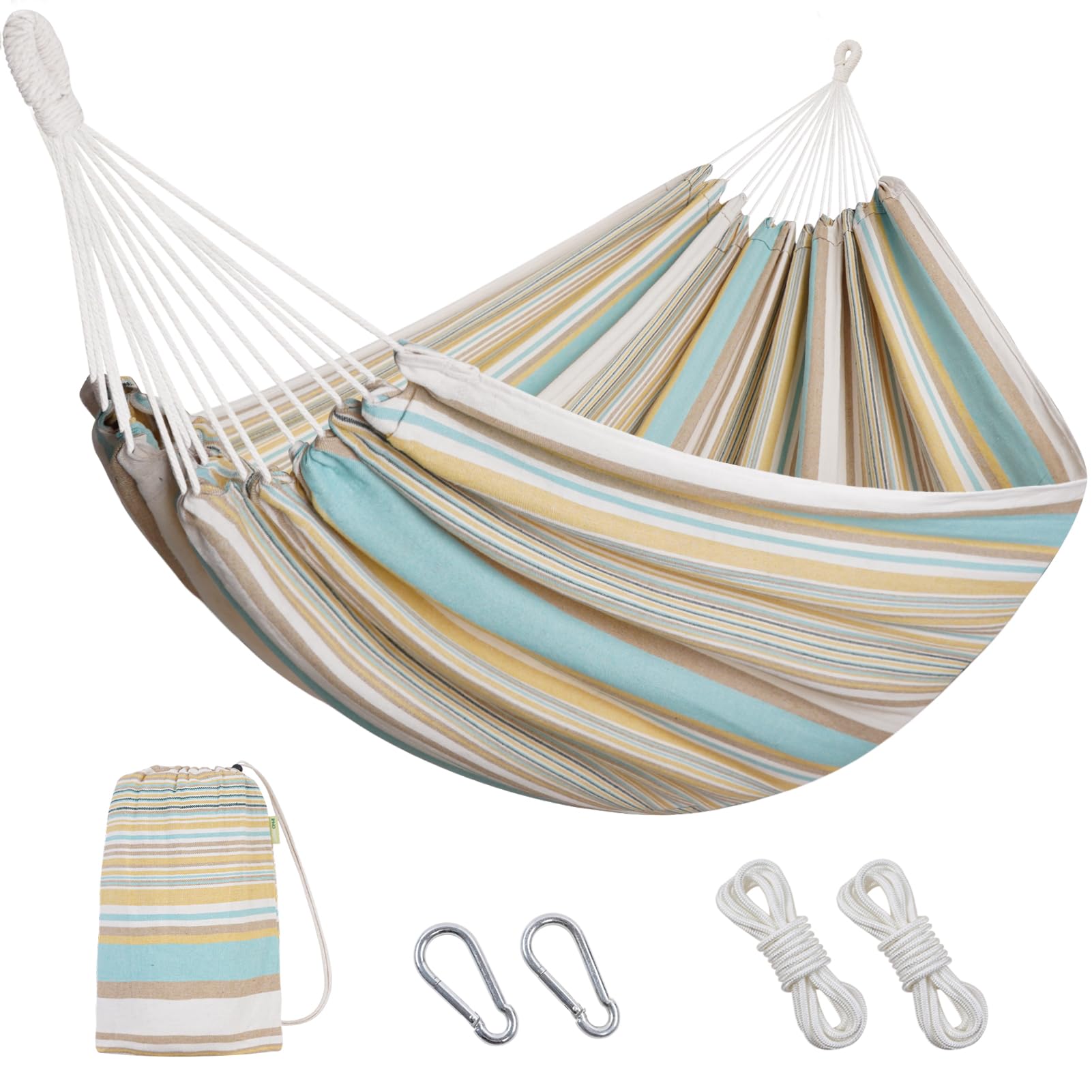 2 Persons Hammock With Tree Straps - Brazilian Double Hammock, Portable Hanging Camping Bed For Patio, Backyard, Porch, Outdoor