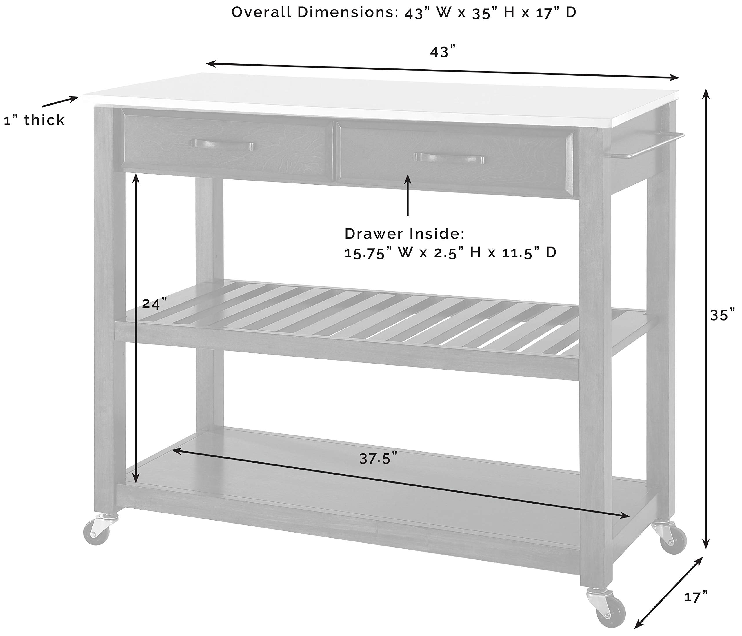 Crosley Furniture Stone Top Kitchen Prep Rolling Cart, Microwave Stand, Coffee Bar, With Shelves, Cherry