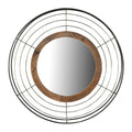 Creative Co-Op Round Wall Wood Frame and Metal Wire Surround Mirror, Iron