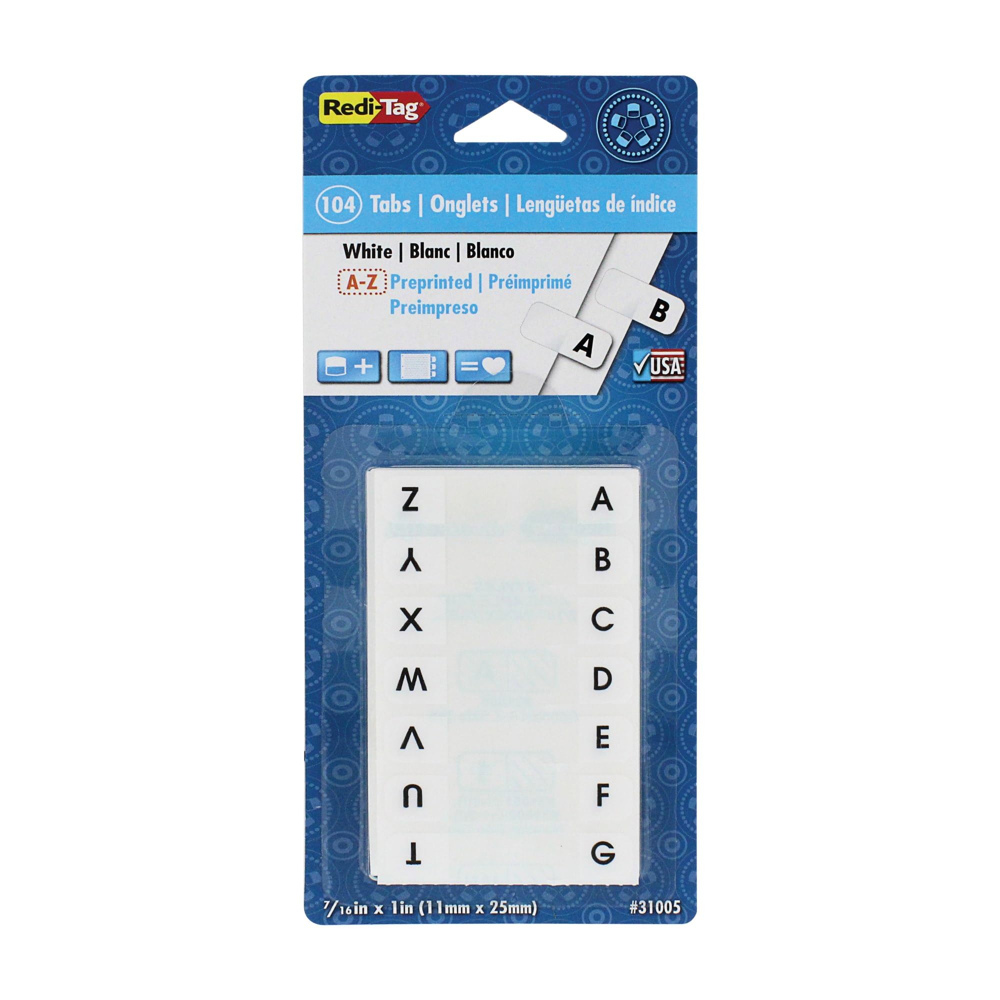 Redi-Tag, Rtg31005, Permanent Alphabetical Tab Indexes, 104 / Pack