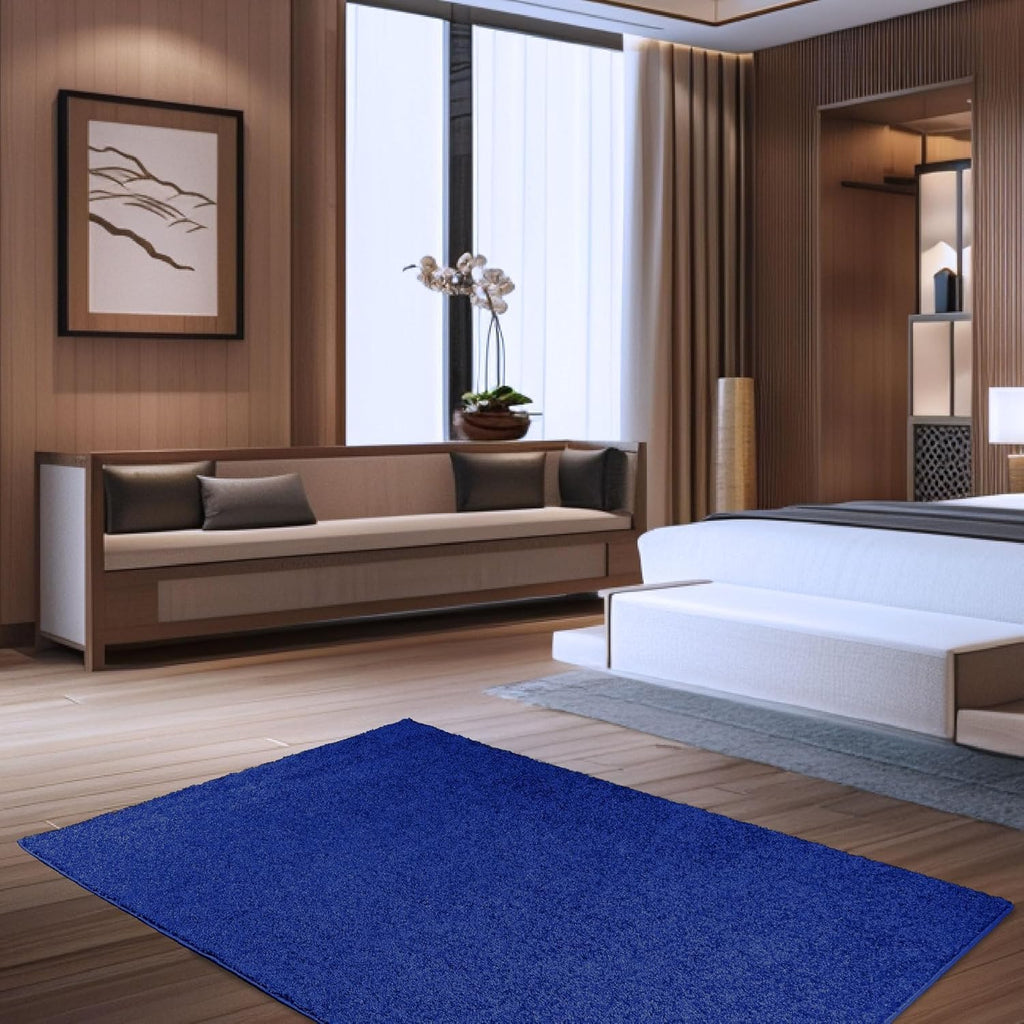 Pet Friendly Solid Color Area Rugs Neon Blue - 20'' X 40'' Half Round, Indoor, Stain Resistant, Perfect For Living Room, Bedroom