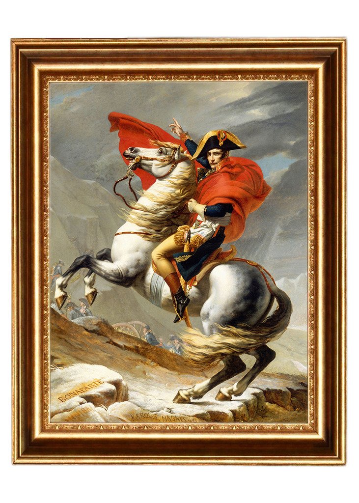 ELITEART- Napoleon Crossing the Alps By Jacques-Louis David Oil Painting Reproduction Giclee Wall Art Canvas Prints-Framed size: