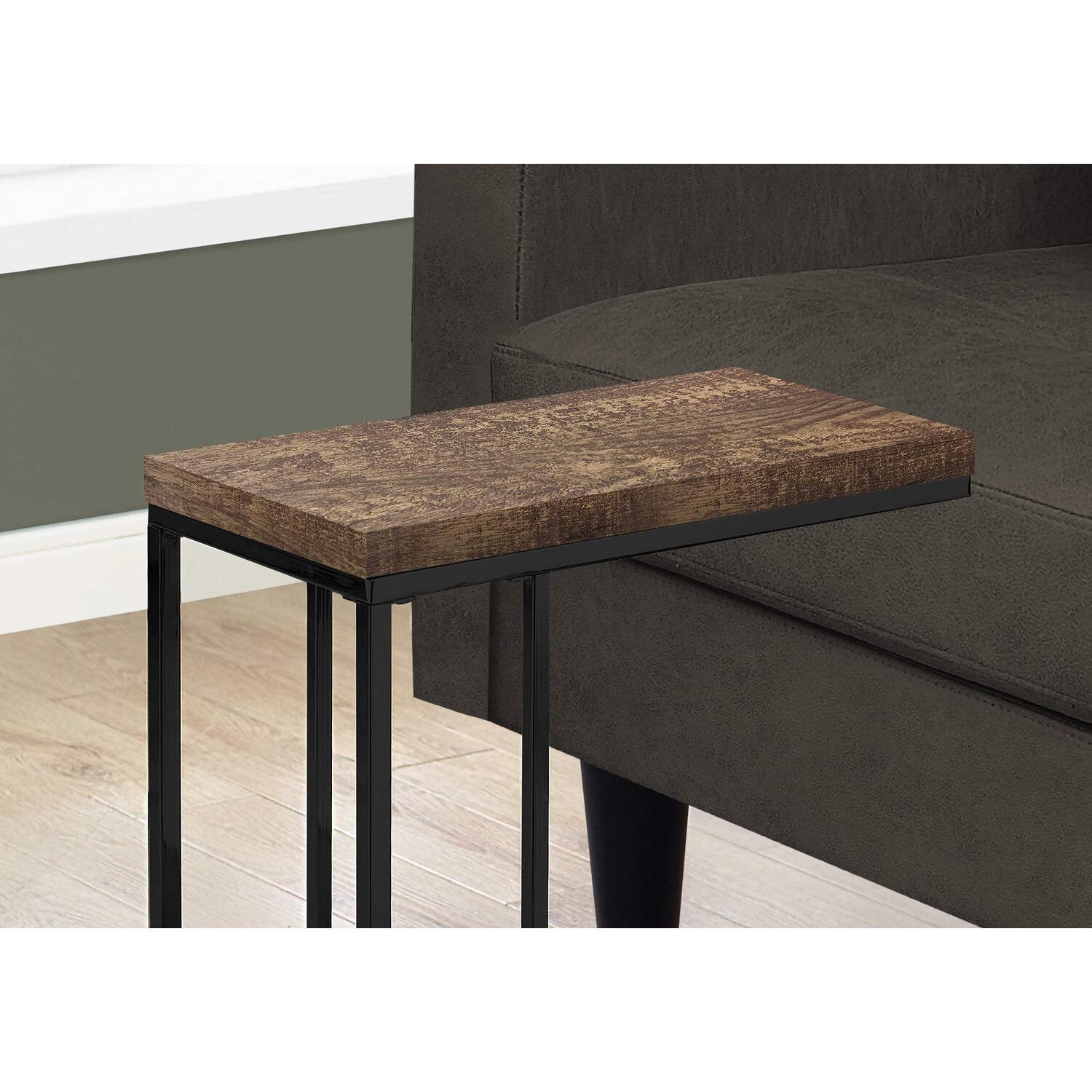 Monarch Specialties BROWN RECLAIMED WOOD-LOOK/BLACK METAL ACCENT, END, SNACK TABLE
