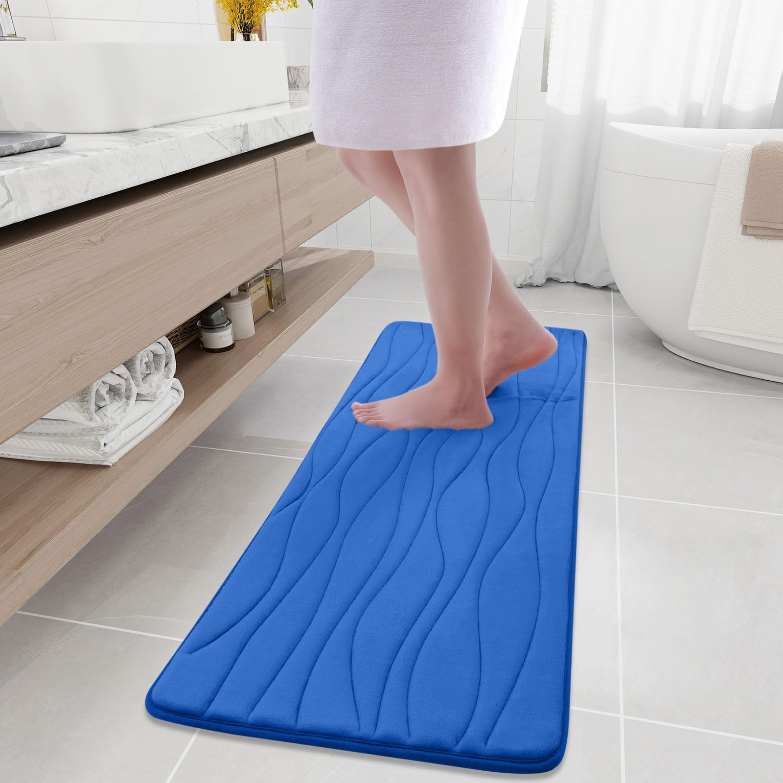 Buganda Memory Foam Bathroom Rug Mat 47x17, Extra Soft and Absorbent Bath Mats, Non-Slip and Machine Washable Bath Rugs for Bath