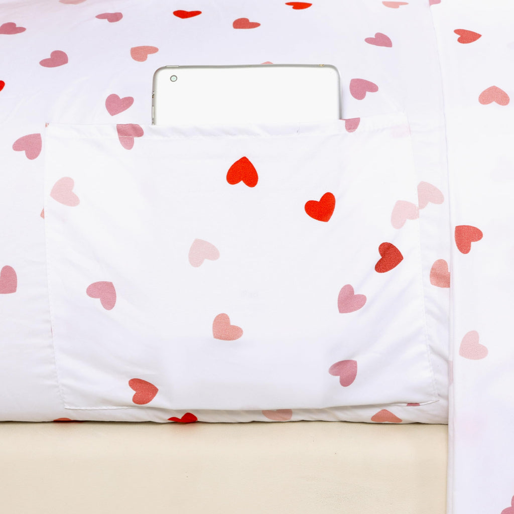 Elegant Comfort Luxury Soft Bed Sheets Heart Pattern - 1500 Premium Hotel Quality Microfiber Softness Wrinkle And Fade Resistant (6-Piece) Bedding Set, Full, Valentina