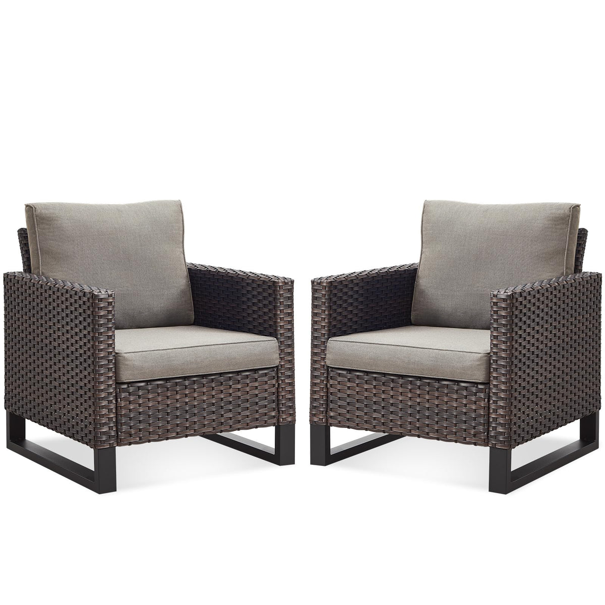 Belord Oversize Patio Chairs Set Of 2 Outdoor Wicker Dining Chairs, All-Weather Rattan Patio Club Chair Furniture Sets With Wate