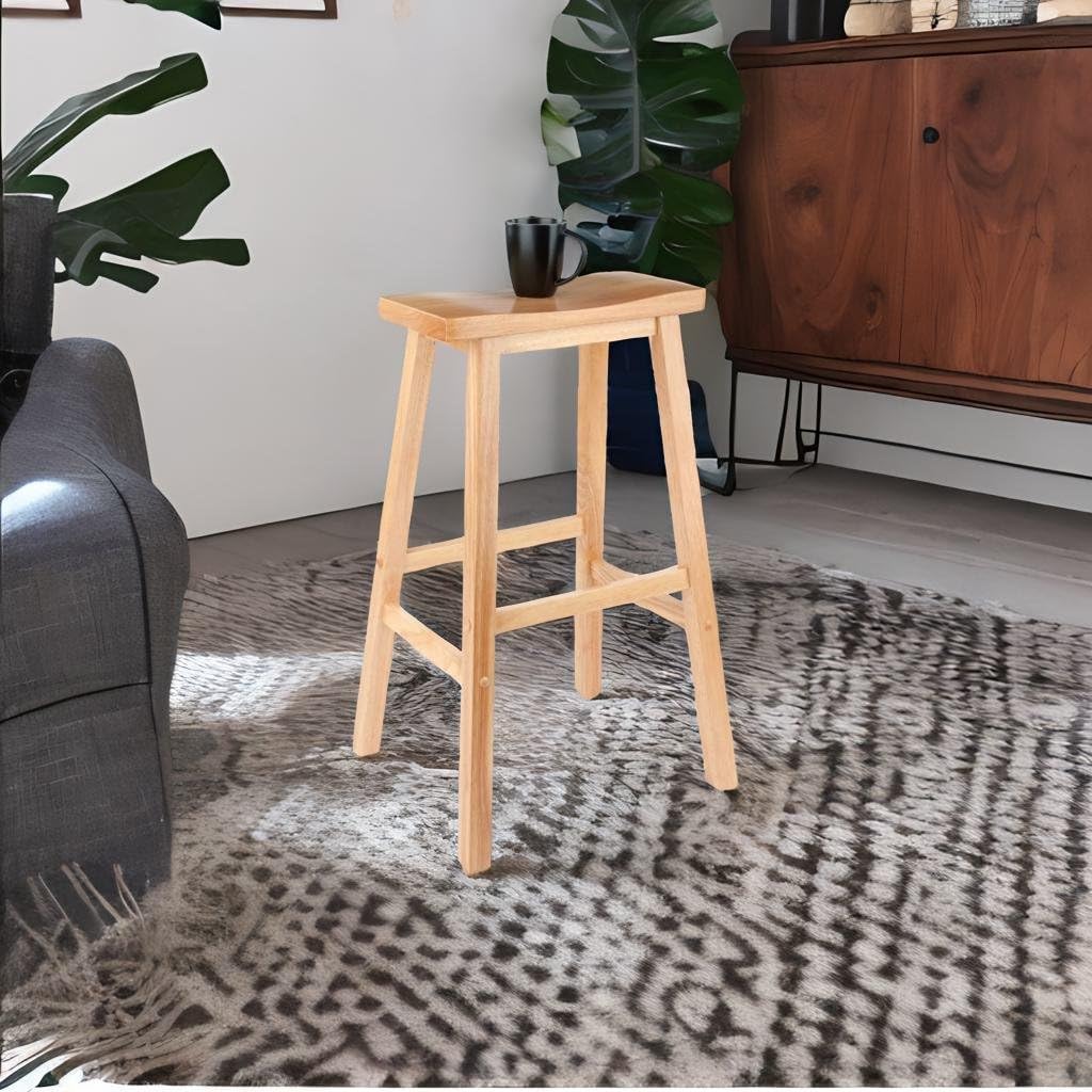 Ergode Chic Saddle Seat Wood Counter Height Stool | Natural Finish | Easy Assembly