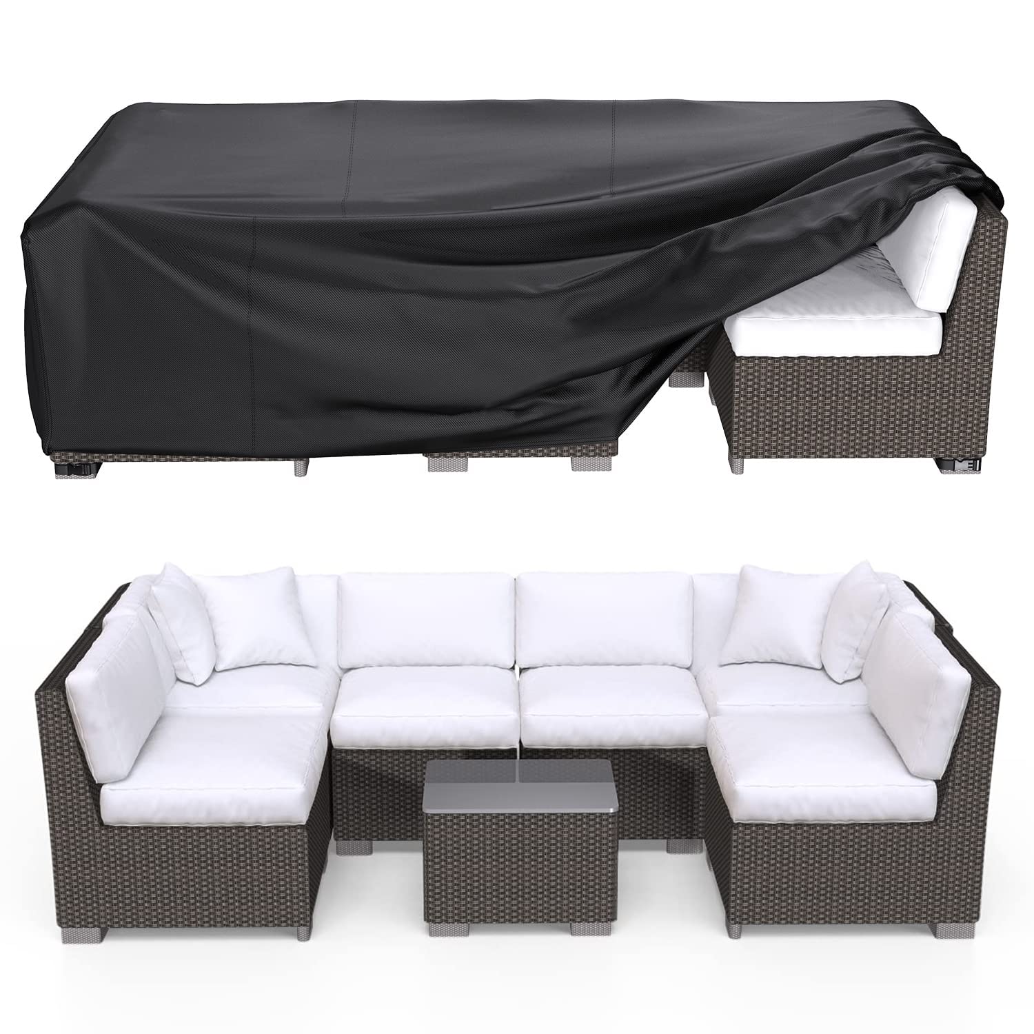 Brosyda Patio Furniture Covers Waterproof, 90' L × 62' W ×28' H Rectangular Outdoor Furniture Set Covers , Durable Heavy Duty Oxford Patio Furniture Set Covers For Outdoor Table Chair