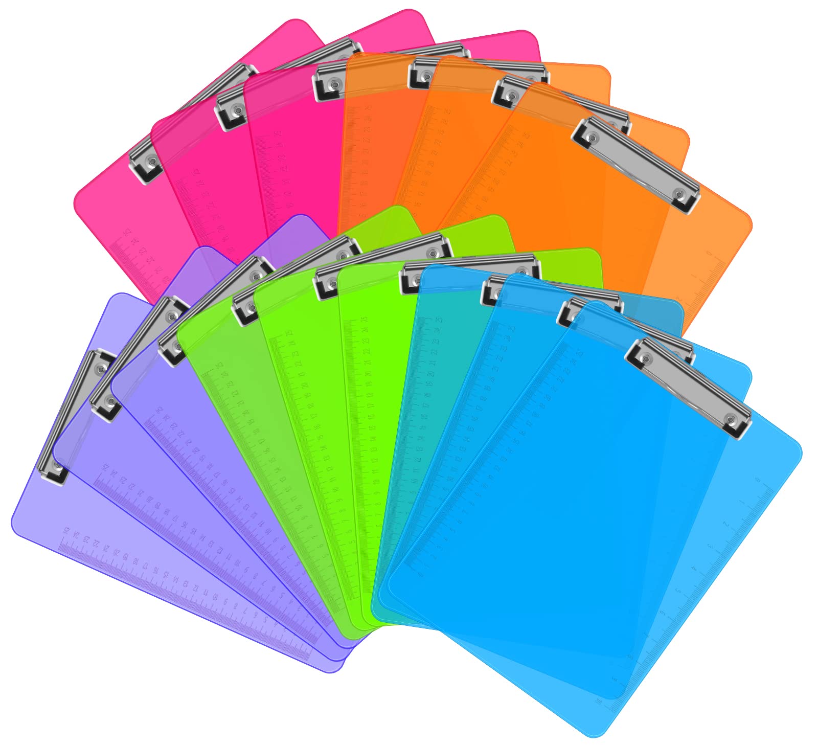 Clipboards, Herkka 15 Pack Plastic Clipboards Low Profile Clip Standard A4 Letter Size, Office Supplies Classroom Supplies