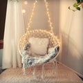 Hanging Chair For Bedroom Hammock Chair Swing With Lights And Hardware Kits Holds Up To 550Lbs Macrame Swing Chair Hanging Cotto