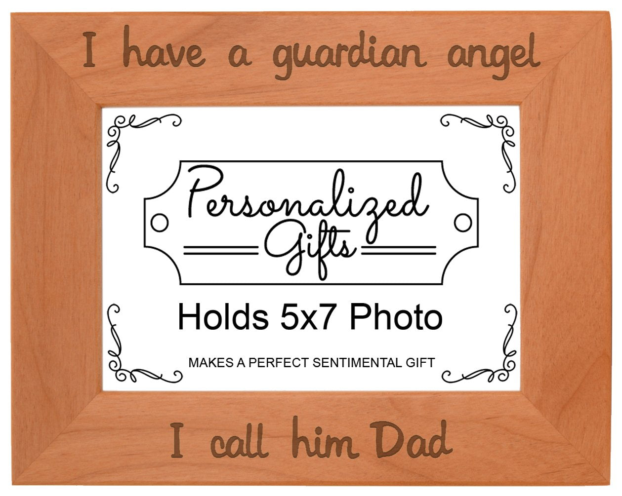 ThisWear Dad Remembrance Frame I Have a Guardian Angel In Remembrance Gifts for Men Natural Wood Engraved 5x7 Landscape Picture 