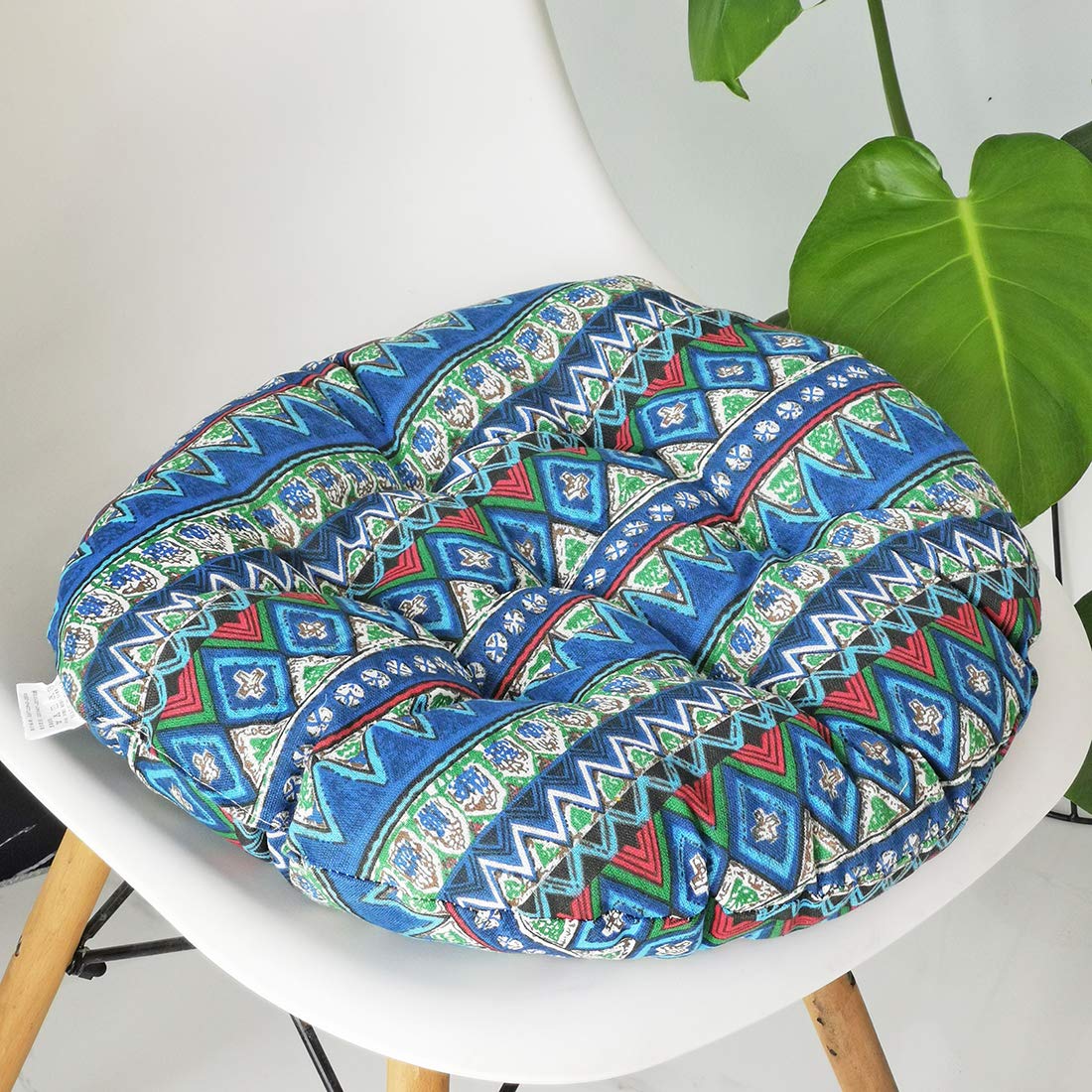 Vctops Bohemian Soft Round Chair Pad Garden Patio Home Kitchen Office Seat Cushion Blue Diameter 20'