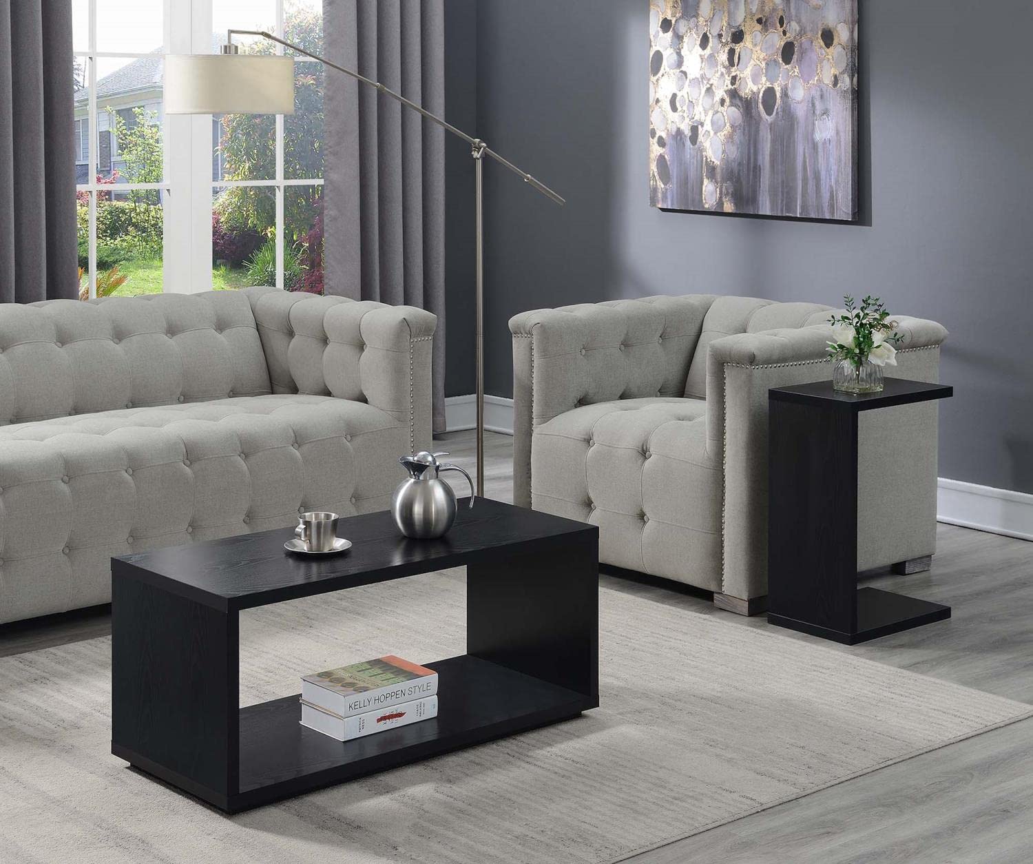 Convenience Concepts Northfield Admiral Coffee Table, Black, 18 in x 42 in x 18 in