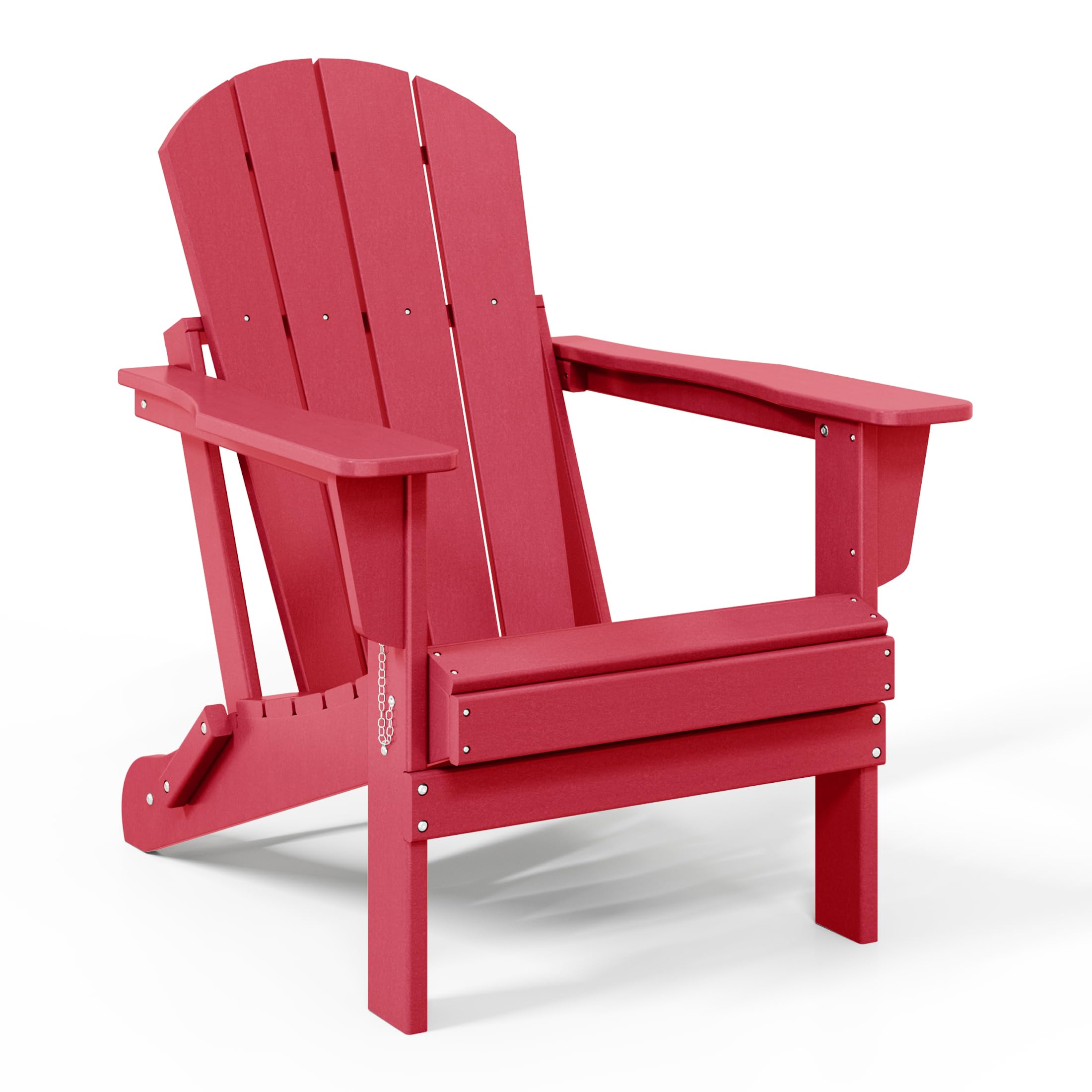 Westintrends Outdoor Adirondack Chair, Plastic Fire Pit Chair, Weather Resistant Folding Patio Lawn Chair For Outside Deck Garden Backyard Balcony, Red