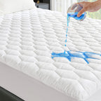 Grt Twin Mattress Protector Waterproof, 100% Waterproof Quilted Fitted Mattress Pad, Noiseless Hollow Cotton Mattress Cover, Fit