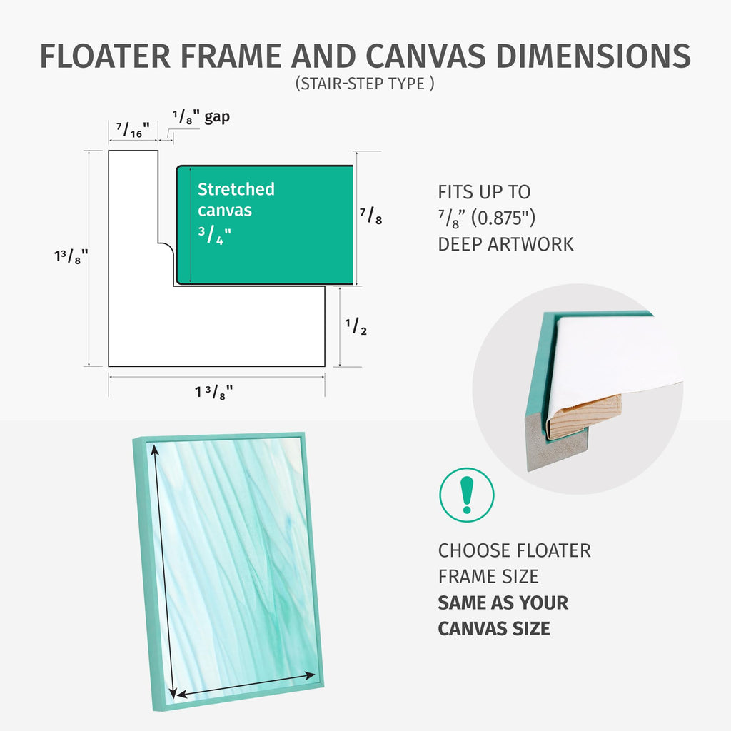 Pixy Canvas Floater Frame 12X18 For 3/4 (0.75) Inch Deep Canvas Paintings/Canvas Prints/Wood Canvas Panels/Wall Art/Wall Decor/H