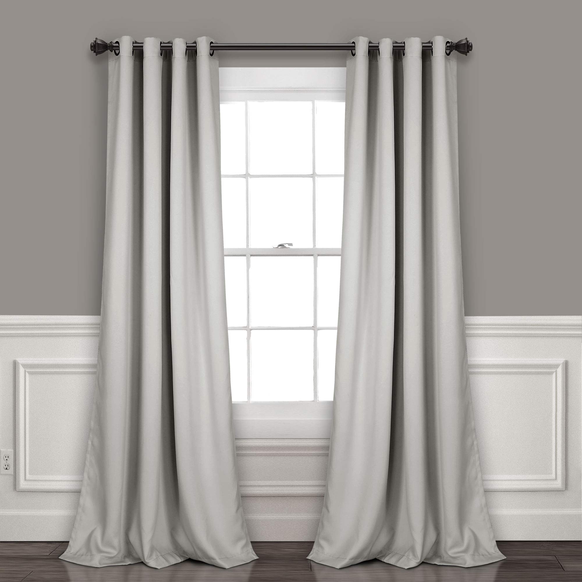 Lush Decor Insulated Grommet Blackout Window Curtain Panels, Pair, 52' W X 84' L, Light Gray - Classic Modern Design - Chic Wi