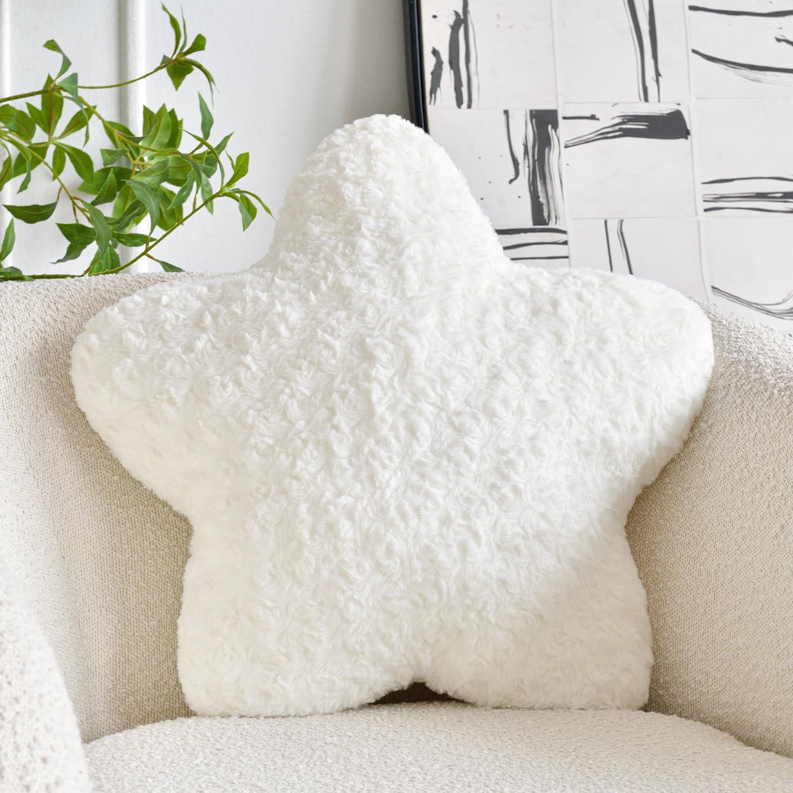 Zcnyclam Star Pillow, 19.7' Star Shaped Plush Pillow For Couch Bed Sofa, Cute Decorative Throw Pillows With Soft Faux Fur Room