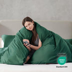 Nestl Dark Green Duvet Cover Full Size - Soft Prewashed Full Size Duvet Cover Set, 3 Piece, With Zipper Closure, 1 Duvet Cover 80X90 Inches And 2 Pillow Shams - No Comforter