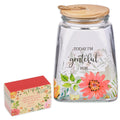 Christian Art Gifts Keepsake Count Your Blessings Glass Gratitude Jar Set with Bible Verse Note Cards - Today Im Grateful For, 
