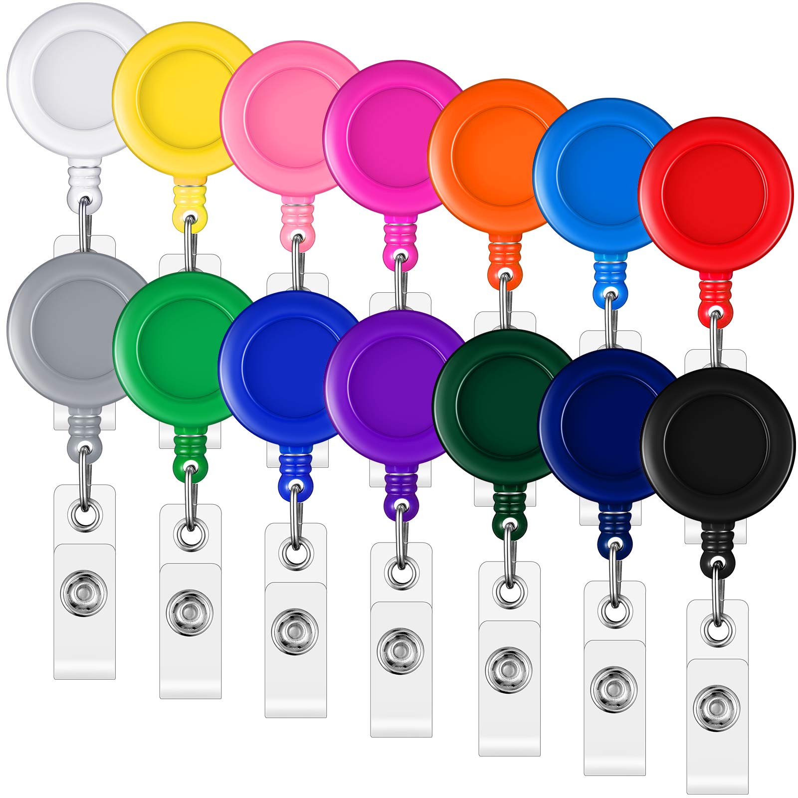 140 Pack Badge Reels Bulk Colorful Retractable Badge Holders With Metal Belt Clip Name Id Badge Clips For Nurse Teacher Employee