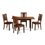 East West Furniture Norfolk 5 Piece Kitchen Set for 4 Includes a Rectangle Room Table with Butterfly Leaf and 4 Dining Chairs, 32x54 Inch, Mahogany