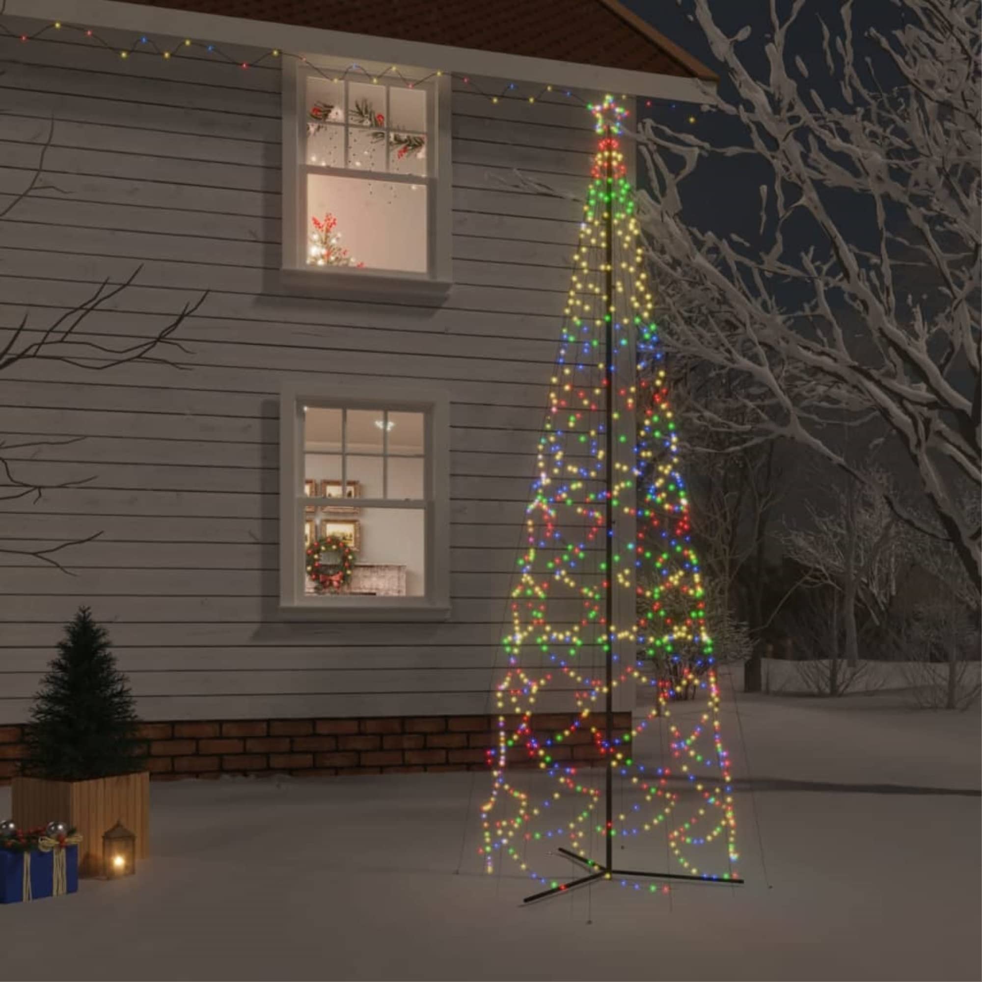 Vidaxl Christmas Cone Tree Colorful 1400 Leds 63&quot;X196.9&quot;
