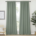 Nicetown Window Treatment Curtains Room Darkening Draperies - (Greyish Green Color) 52 Width X 95 Drop, Room Darkening Blackout Curtains And Drapes For Bedroom