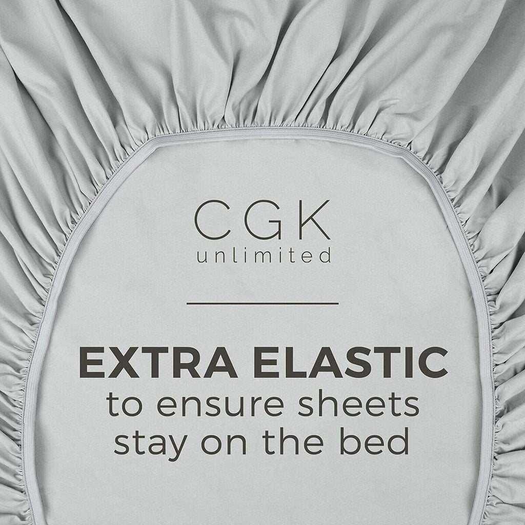 California King Fitted Sheet - Hotel Luxury & Cooling Single Fitted Sheet Only - Easily Fits Mattress Up To 16 Inches Perfectly - Soft, Wrinkle Free, Breathable & Comfy Light Grey Single Fitted Sheet