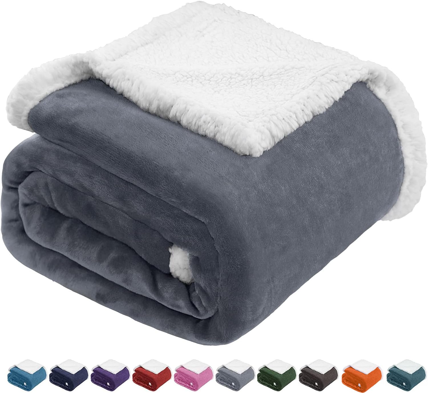 Beautex Sherpa Fleece Throw Blankets, Soft Fluffy Flannel Plush Blanket And Throw, Fuzzy Cozy Grey Cuddle Blankets For Couch Bed