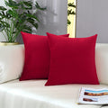 Mixeoo Comfy Bright Red Throw Pillow Covers Santa Decorative Square Solid Thick Velvet Super Soft Cushion Cases Home Decor For S