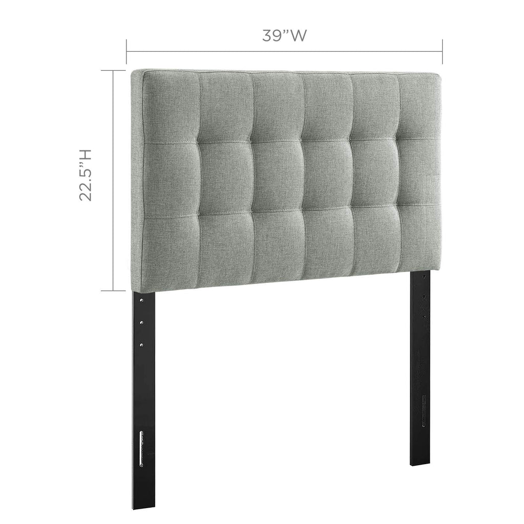 Modway Lily Tufted Linen Fabric Upholstered Twin Headboard in Gray