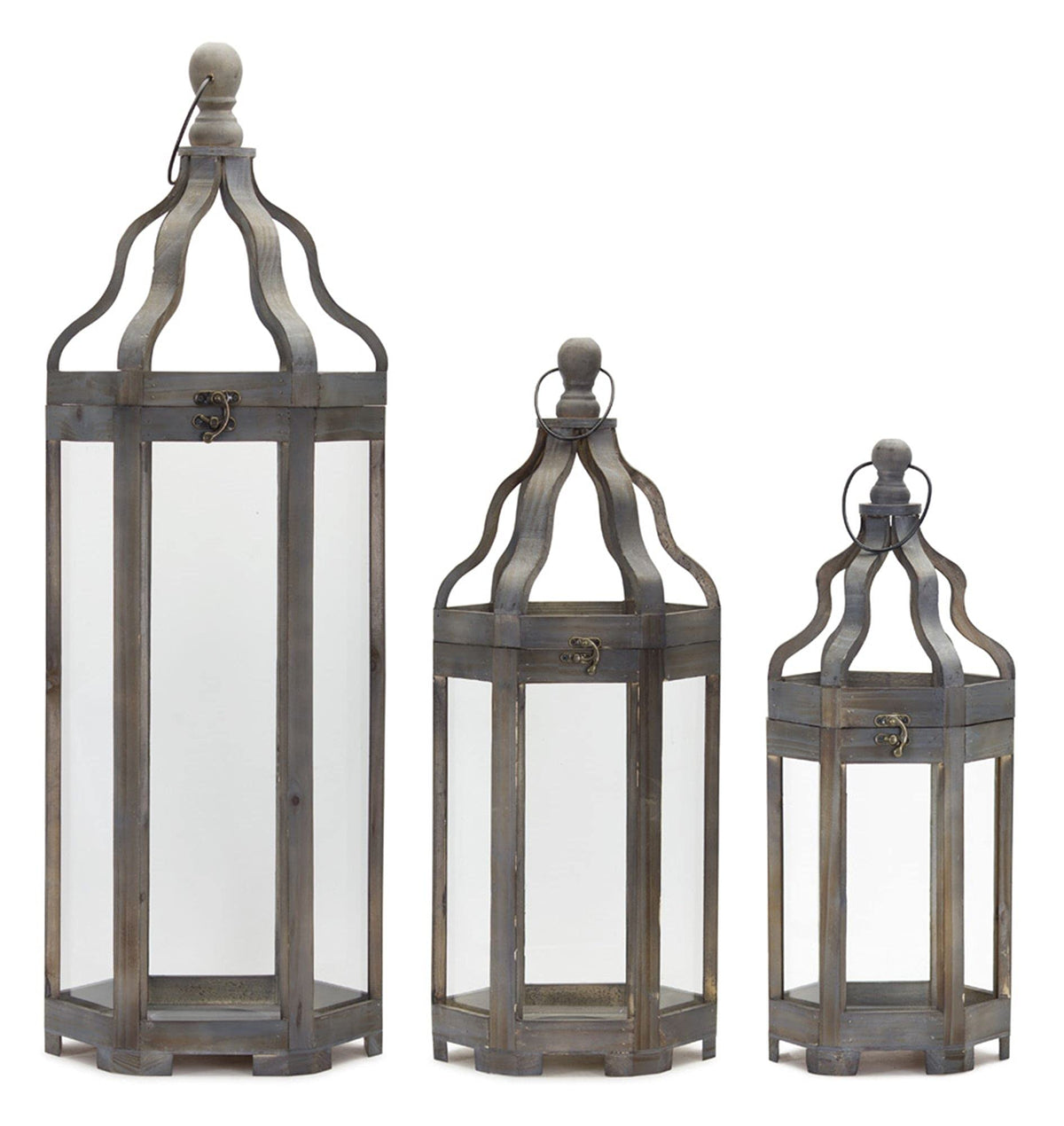 Melrose Intl. Lantern (Set Of 3) 19.5' H, 25' H, 36' H Wood/Iron